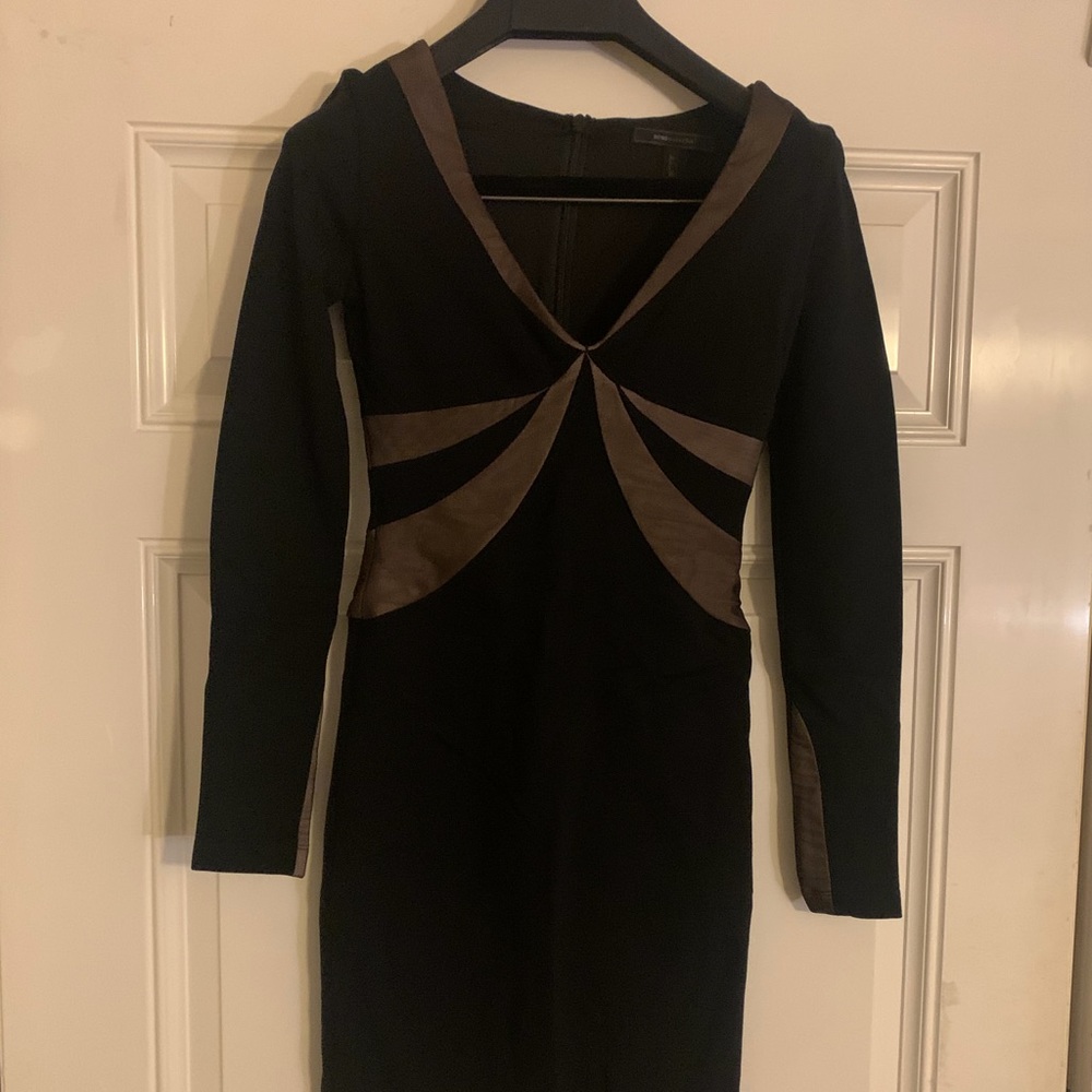 BCBG MaxAzria Black + Nude MIDI Dress